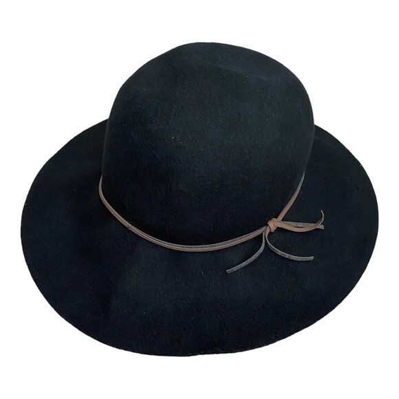 Aritzia Talula Baylis 100% Wool Floppy Black Hat Size M/L - Picture 1 of 6